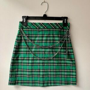 Zara Plaid Skirt With Chain